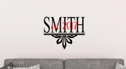 Vinyl Decal, Custom Last Name With Est. Year Wall Foyer Decor, Home Art - thumbnail 1