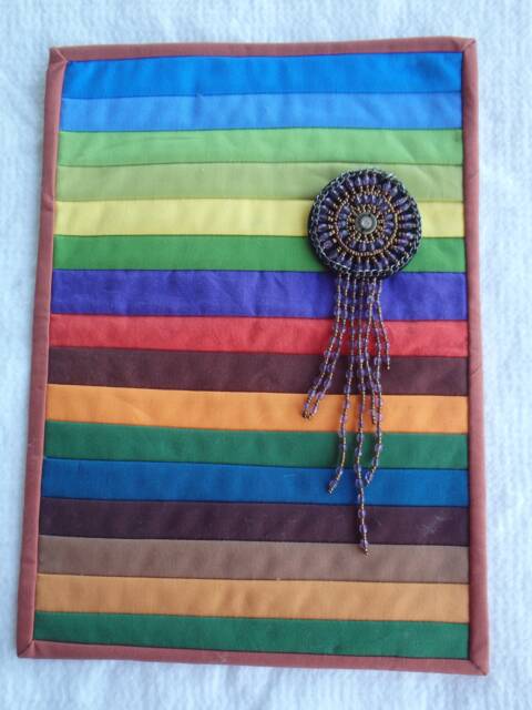 Quilted Desert Landscape Wall Hanging With Beaded Amulet - image 1