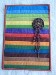 Quilted Desert Landscape Wall Hanging With Beaded Amulet - thumbnail 1