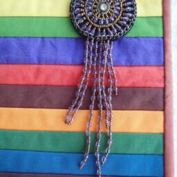 Quilted Desert Landscape Wall Hanging With Beaded Amulet - thumbnail 3