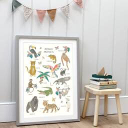 Jungle Animals Print - Theme Rainforest Crocodile Tiger Poster Children's Prints Liberty Wall Art - thumbnail 2