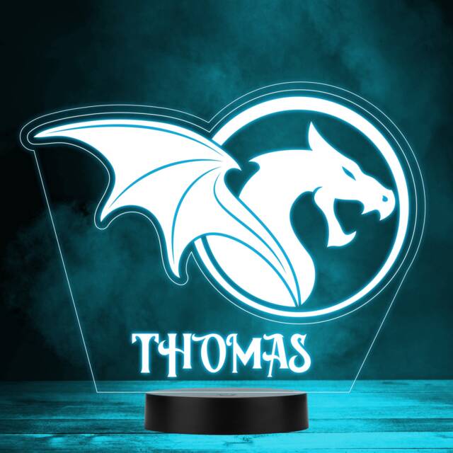 Dragon Silhouette Colour Changing Led Lamp Personalised Gift Night Light - Bedroom - image 1