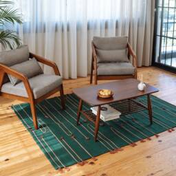 Green Flatwoven Cotton Kilim Rug - Living Room Area Runner 2x3 4x6 5x8 8x10 Rugs Trendy Home Decor Modern Scandinavian Design - thumbnail 4