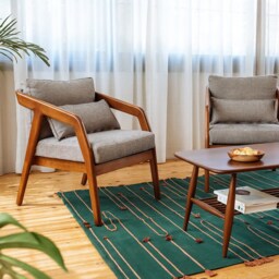 Green Flatwoven Cotton Kilim Rug - Living Room Area Runner 2x3 4x6 5x8 8x10 Rugs Trendy Home Decor Modern Scandinavian Design - thumbnail 3