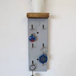 Large Vertical Key Holder Shelf With Hooks For Hallway/Entranceway Kitchen Bedroom Utility - Two Tone Grey - 0109 - thumbnail 2