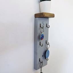 Large Vertical Key Holder Shelf With Hooks For Hallway/Entranceway Kitchen Bedroom Utility - Two Tone Grey - 0109 - thumbnail 3