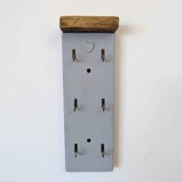 Large Vertical Key Holder Shelf With Hooks For Hallway/Entranceway Kitchen Bedroom Utility - Two Tone Grey - 0109 - thumbnail 4