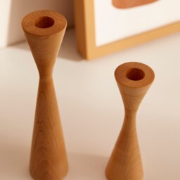 Bishop Maple Set Of 2 Handturned Wood Candleholders - thumbnail 3