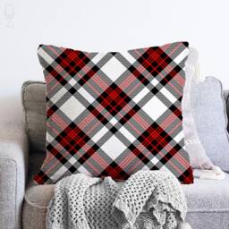 Red Tartan Pillow Cover Double-Sided Chenille Plaid Cushion - thumbnail 1