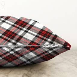 Red Tartan Pillow Cover Double-Sided Chenille Plaid Cushion - thumbnail 3