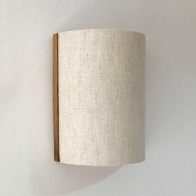 White Natural Linen Wall Sconce With Plug-In Shade. Half-Cylinder Lamp. Sconce. Lights - image 1