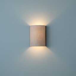 White Natural Linen Wall Sconce With Plug-In Shade. Half-Cylinder Lamp. Sconce. Lights - thumbnail 3