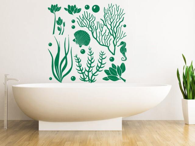 Wall Decals Sea Ocean Marine Life Seaweed Decal Vinyl Sticker Bathroom Nursery Home Decor Art Mural Ms556 - image 1