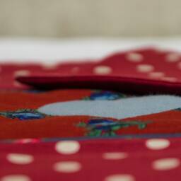 Square Cushion With Sewn-In Heart, Made From 4 Different Austrian Dirndl Fabrics in Cotton & Linen, Lined Quilted - thumbnail 4