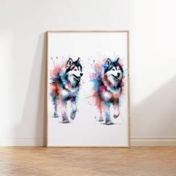 Siberian Husky Prints - Set Of 3 Posters - Watercolor Definition Wall Art Colourful Painting Room Decor Dogs Pet Artwork Gift Image - thumbnail 3