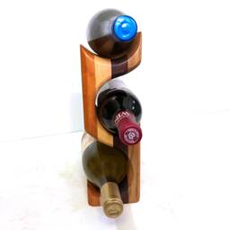 Multi Color Wood Wine Rack - 3 Bottle Standing Display Colorful Storage Floor Holder - thumbnail 3