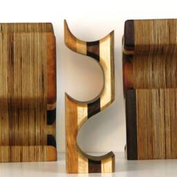 Multi Color Wood Wine Rack - 3 Bottle Standing Display Colorful Storage Floor Holder - thumbnail 4