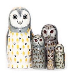 Handmade Owl Nesting Dolls Montessori Wooden Toy, Set Of 5 - thumbnail 2