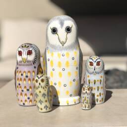 Handmade Owl Nesting Dolls Montessori Wooden Toy, Set Of 5 - thumbnail 4