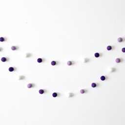 Purple Felt Ball Garland, Ombre Pom Girl Nursery Decor, Baby Shower Lavender Wall Hanging - thumbnail 2