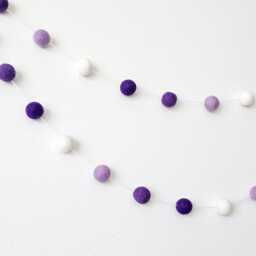 Purple Felt Ball Garland, Ombre Pom Girl Nursery Decor, Baby Shower Lavender Wall Hanging - thumbnail 3