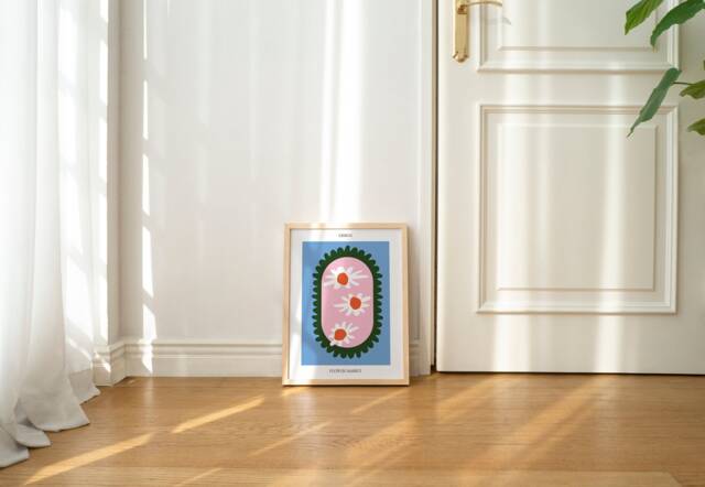 Flower Market Print Of Lisbon Poster Blue - A4 A3 Recycled Danish Pastel - image 1