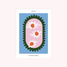 Flower Market Print Of Lisbon Poster Blue - A4 A3 Recycled Danish Pastel - thumbnail 2