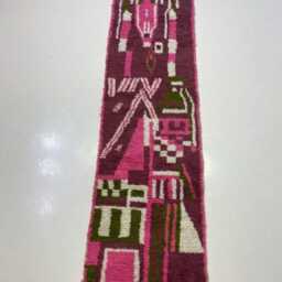 Custom Pink Beni Ourain Runner Rug Handwoven Moroccan Wool - thumbnail 2