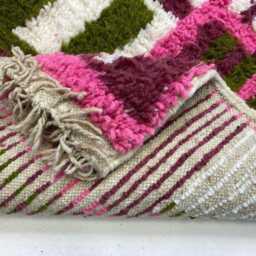 Custom Pink Beni Ourain Runner Rug Handwoven Moroccan Wool - thumbnail 4