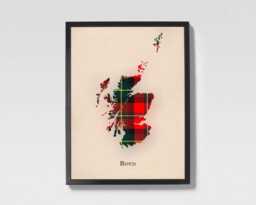 Clan Boyd Scottish Tartan Map - Of Scotland Family Wall Decor, Ready To Hang - thumbnail 1