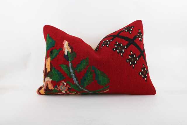 Handwoven Kilim Lumbar Pillow Cover Bohemian Stripe Sofa Sham - 16x24 - image 1