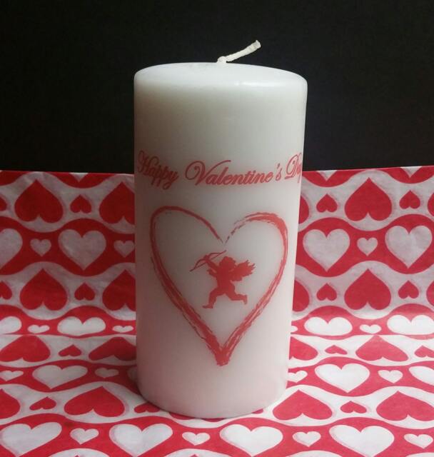 Happy Valentine's Day Heart Pillar Candle - image 1