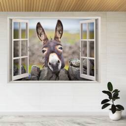A Nice Donkey Under The Rain 3D Window View Wall Sticker Poster Decal A851 - thumbnail 2