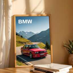 Bmw M3 E30 Car Art Print, Vintage Poster, Automotive Living Room, Office, & Garage Art, Perfect Gift For Enthusiasts - thumbnail 3
