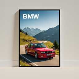Bmw M3 E30 Car Art Print, Vintage Poster, Automotive Living Room, Office, & Garage Art, Perfect Gift For Enthusiasts - thumbnail 2