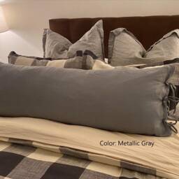 Organic Linen Body Pillow Cover, Long Pregnancy Maternity Pillowcase - Mothers Day Gift For Her - thumbnail 3
