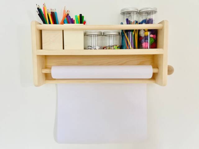 Handmade Wooden Craft Storage Shelf Wall Mounted Easel, Playroom Organizer - image 1
