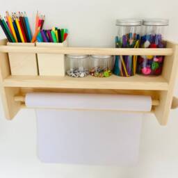Handmade Wooden Craft Storage Shelf Wall Mounted Easel, Playroom Organizer - thumbnail 3