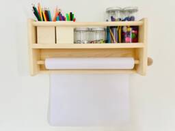 Handmade Wooden Craft Storage Shelf Wall Mounted Easel, Playroom Organizer - thumbnail 1
