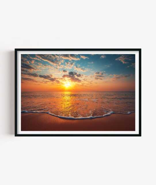 Beach Sunset Print - Coastal Photography Wall Art Relaxing Bathroom Decor - image 1