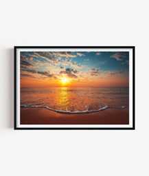 Beach Sunset Print - Coastal Photography Wall Art Relaxing Bathroom Decor - thumbnail 1
