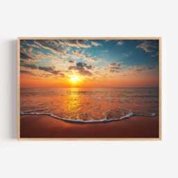 Beach Sunset Print - Coastal Photography Wall Art Relaxing Bathroom Decor - thumbnail 2