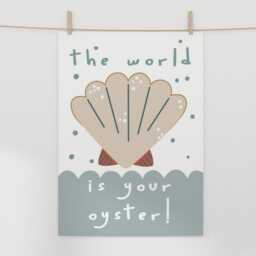 The World Is Your Oyster Print, Under The Sea Nursery Boy Decor, Quote Ocean Nursery, Shell Print - thumbnail 3