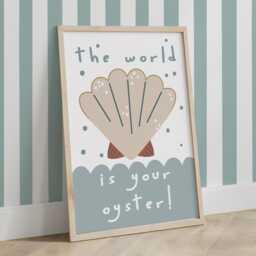 The World Is Your Oyster Print, Under The Sea Nursery Boy Decor, Quote Ocean Nursery, Shell Print - thumbnail 2