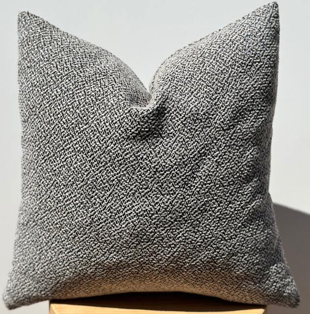 Black & White Chenille Linen Pillow Cover, Textured Decorative - image 1