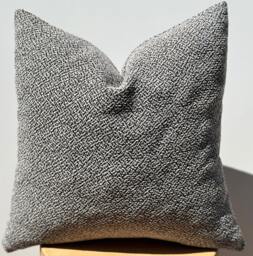 Black & White Chenille Linen Pillow Cover, Textured Decorative - thumbnail 1