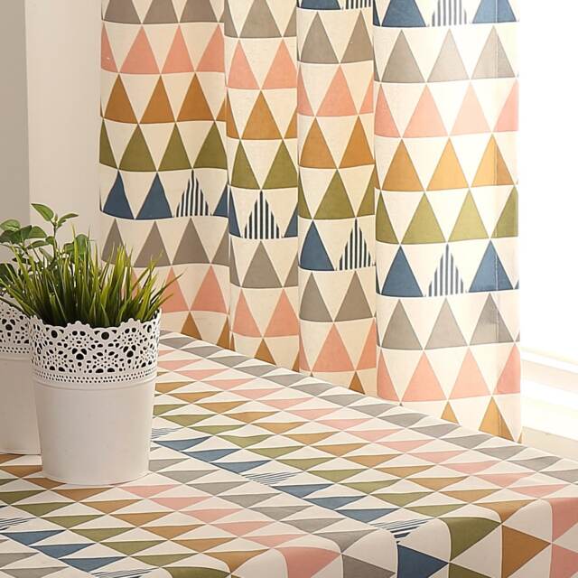 Cafe Curtain Window Valance/Window Treatment Topper/Kitchen/Bathroom/Kids Nursery Living Room Panel-Geometric Triangle, Free Gift - image 1