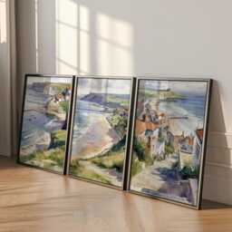 Set Of 3 Whitby Posters, Yorkshire Coastal Wall Art, Seaside Print Set, Beach Decor, Modern Travel Artwork, British Landscape - thumbnail 3