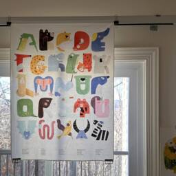 Abc Alphabet Animal Fabric Poster, Small Tapestry Wall Hanging, Nursery Art - thumbnail 2