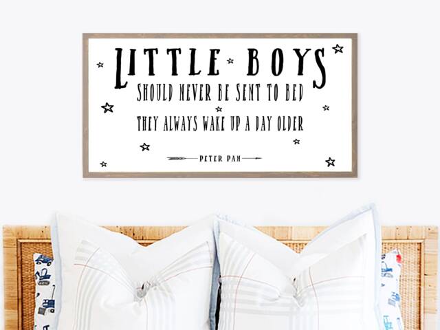 Little Boys Should Never Be Sent To Bed Sign, Nursery Wall Art, Farmhouse Kids Decor, Hanging For Room - image 1